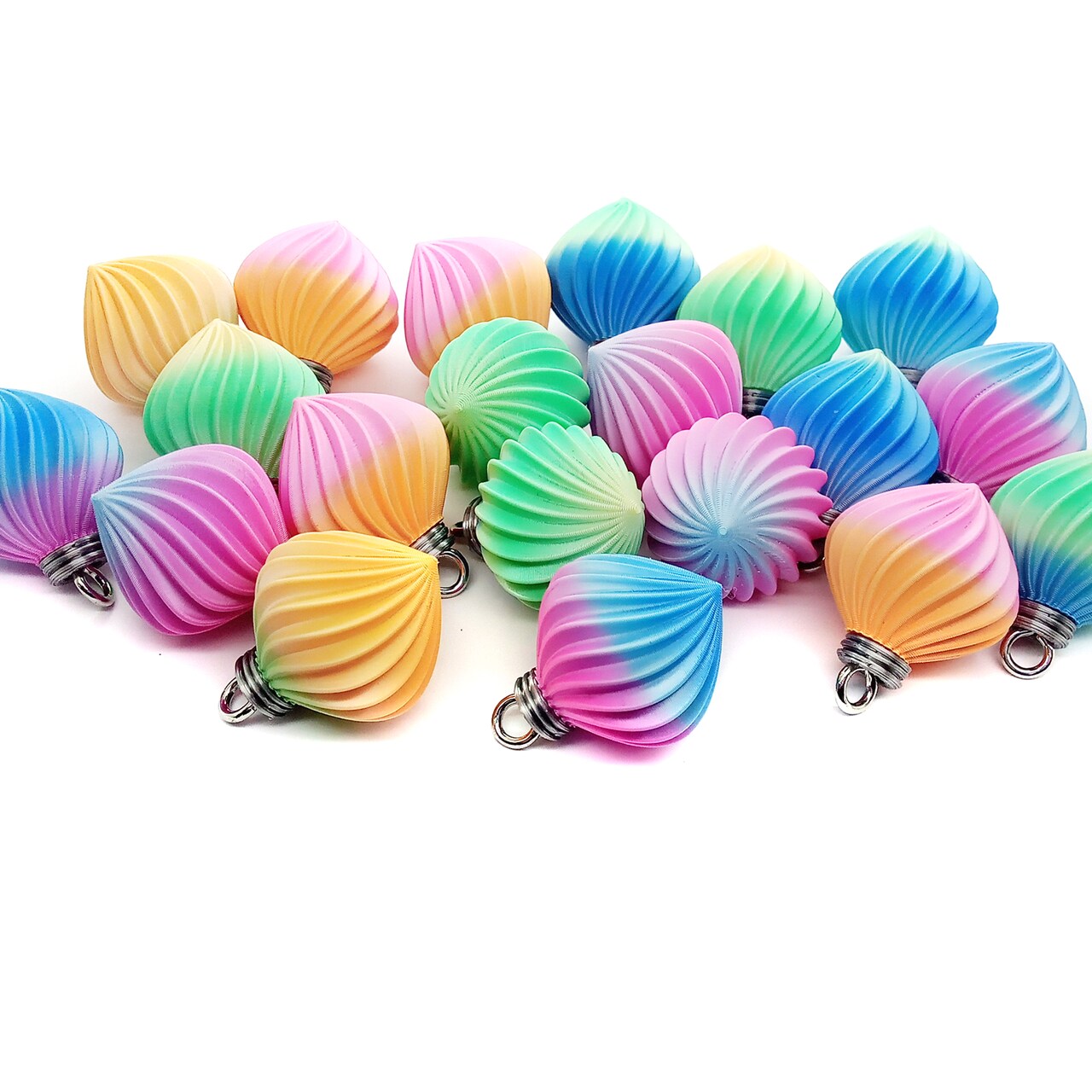 Pastel Miniature Ornaments, 20 piece Mix of Small Baubles in Pink Blue & Green, 1 inch wide, Adorabilities